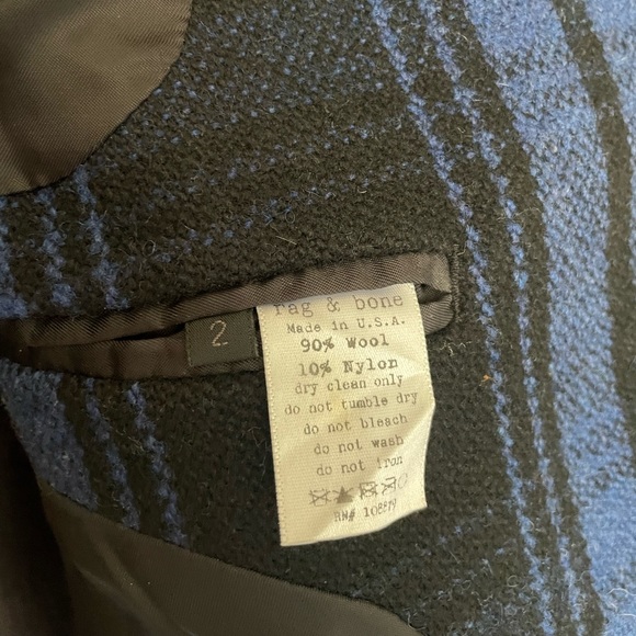 rag & bone NY Checkered Wool Bomber Coat Sz 2 - Picture 5 of 12